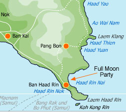 Koh Phangan Full Moon Party map 1